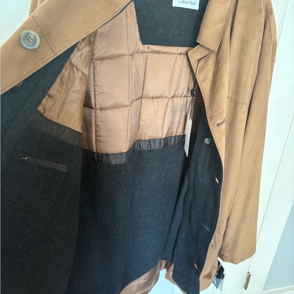 Calvin Klein Men’s Faux Suede Waterproof Winter Coat in Acorn Brown Size 46L - Picture 11 of 14